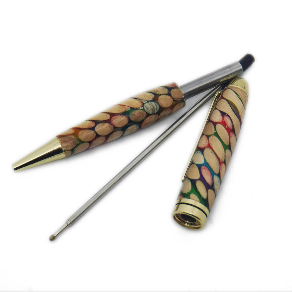 PENNA IN LEGNO DI ACERO E RESINA MULTICOLORE CON C