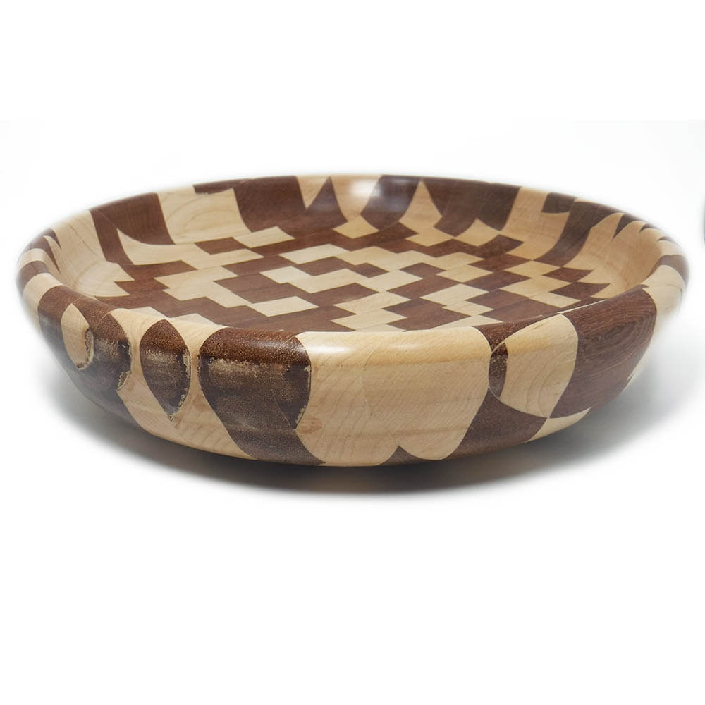 SVUOTATASCHE IN LEGNO DI MOGANO E ACERO VASSOIO CI
