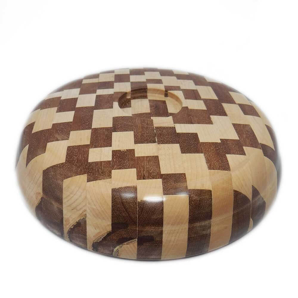 SVUOTATASCHE IN LEGNO DI MOGANO E ACERO VASSOIO CI